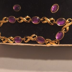 Vintage Elegant Gift Set-Bracelet & Pierced Earrings Small